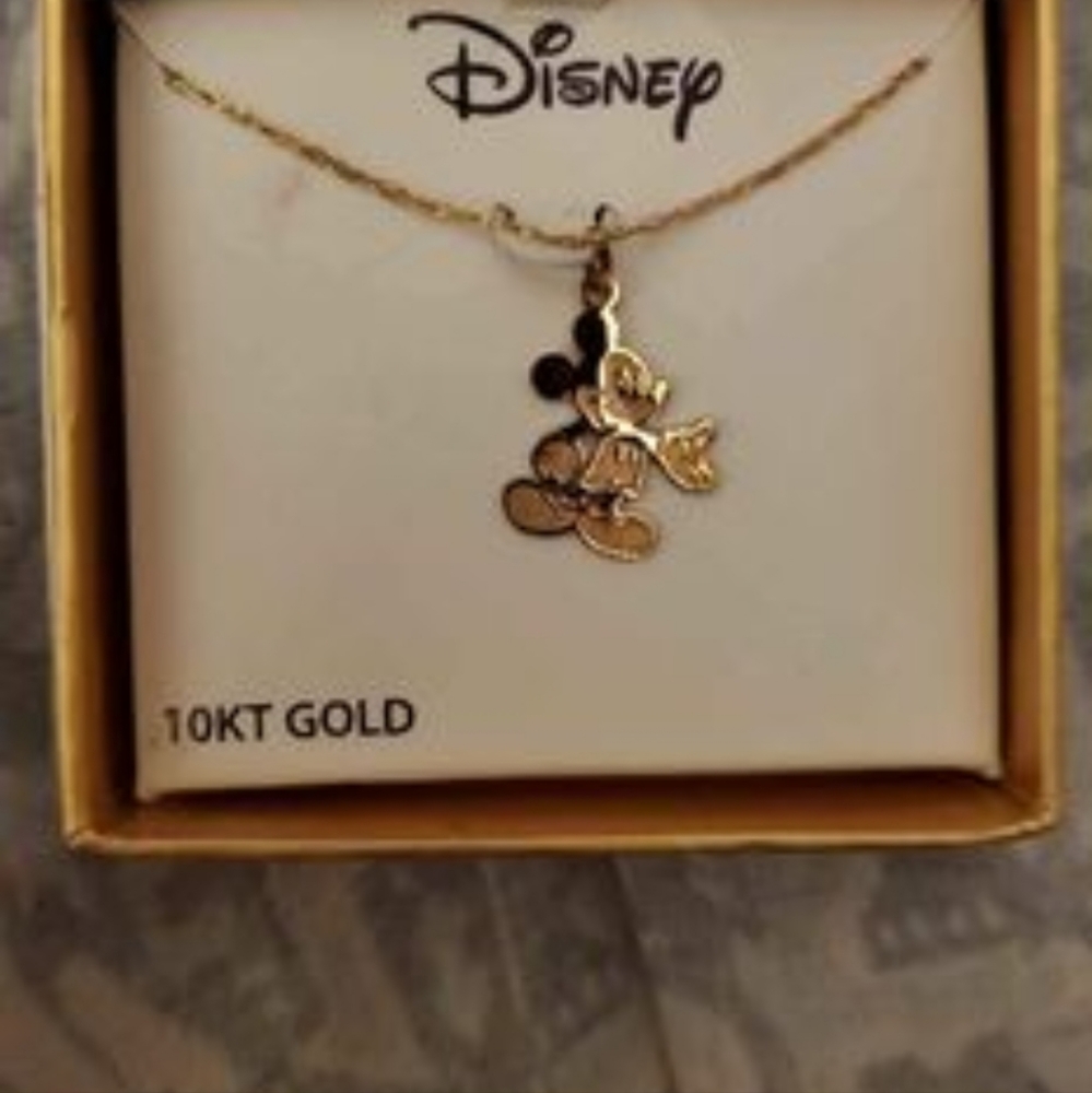 10k Mickey Mouse Necklace w/18" gold filled chain